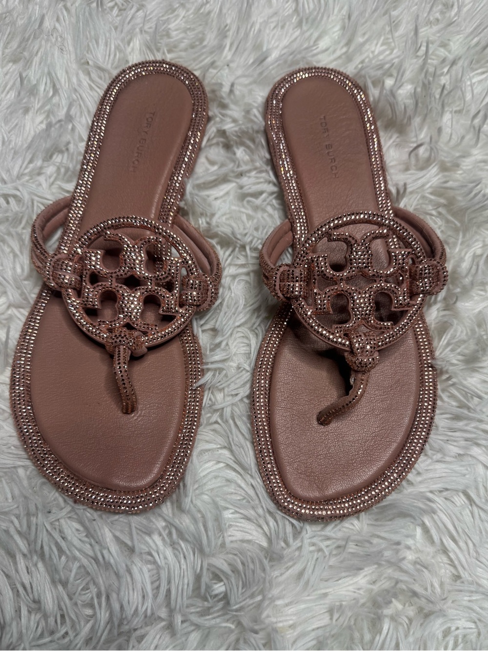Tory Burch Metallic Blush Miller Thong Sandals